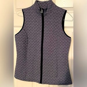Kim Rogers Petite Small quilted vest full zip Navy/ White